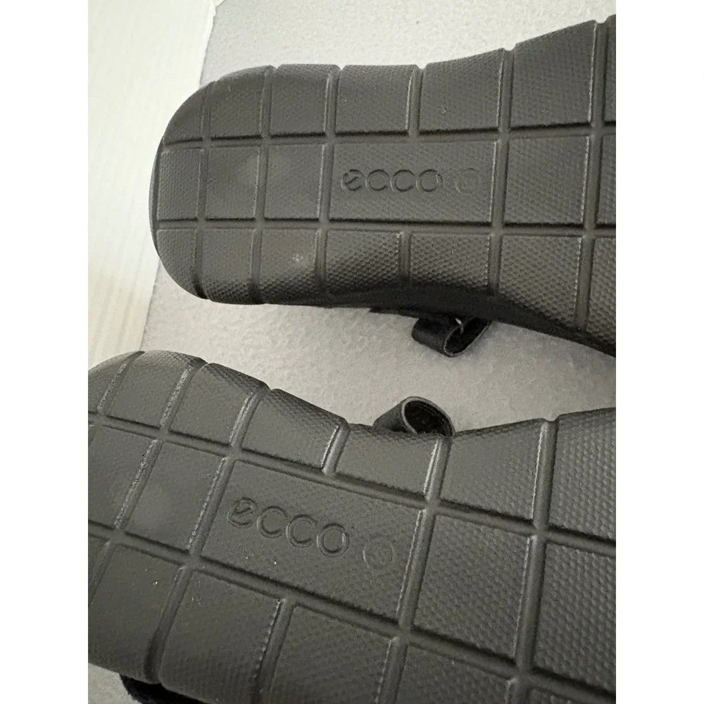 ECCO Womens Mary Jane Flats Leather EU 38 US 7-7.5 Black Hook Loop Comfort Shoe